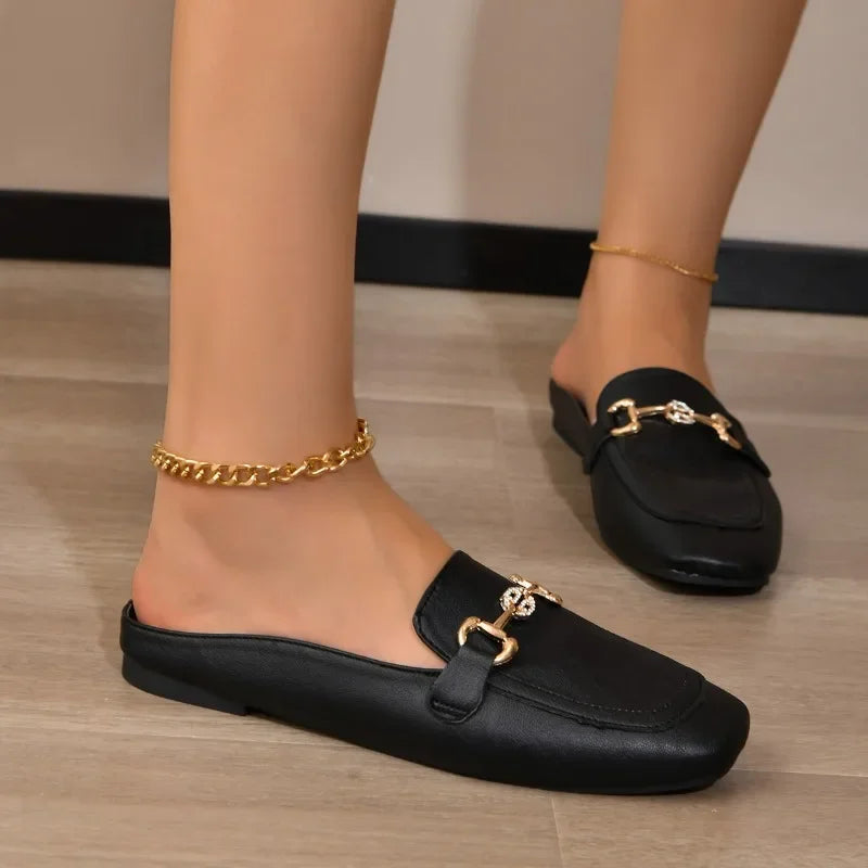 Noraya Gold Buckle Loafers