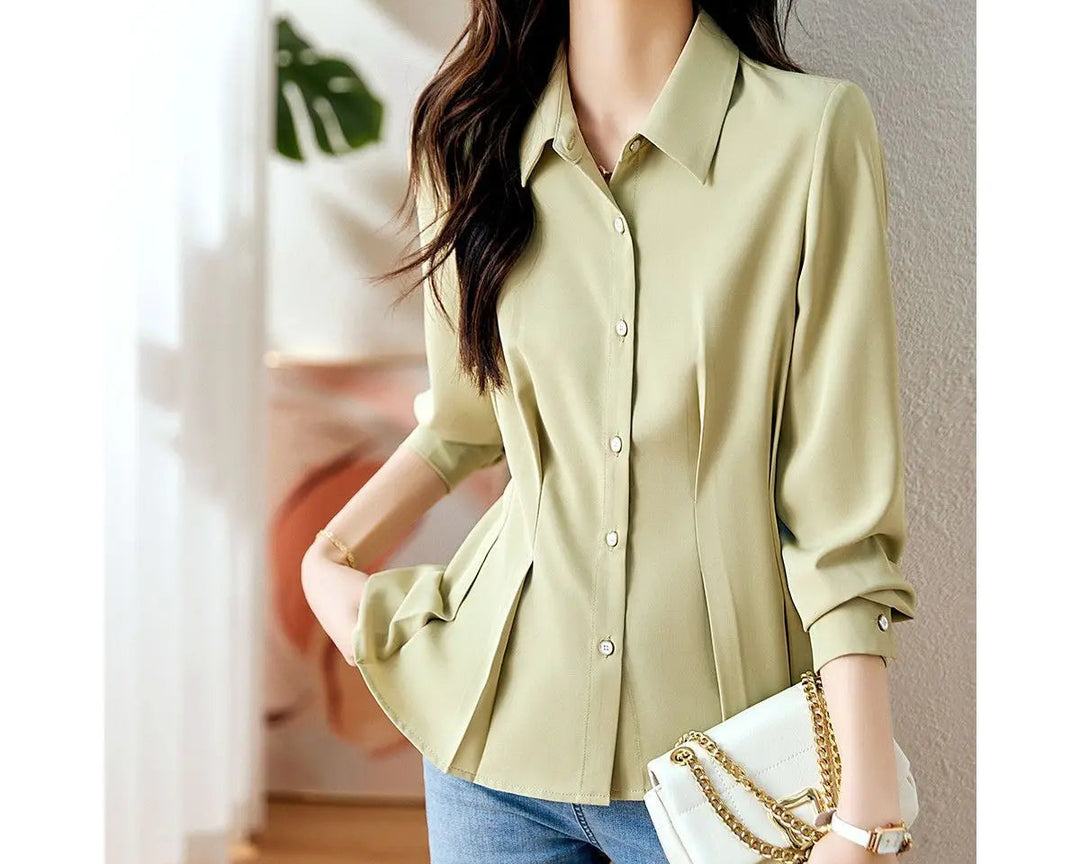 Selvyn Pleated Button Blouse
