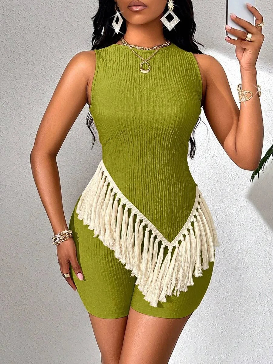 Camille Tassel-Waist Romper
