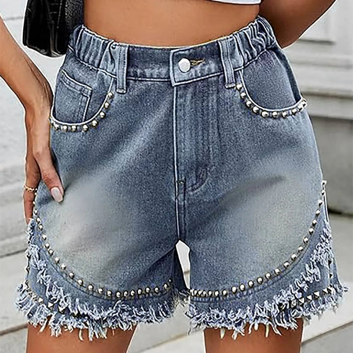 Azelina Denim Studded Shorts