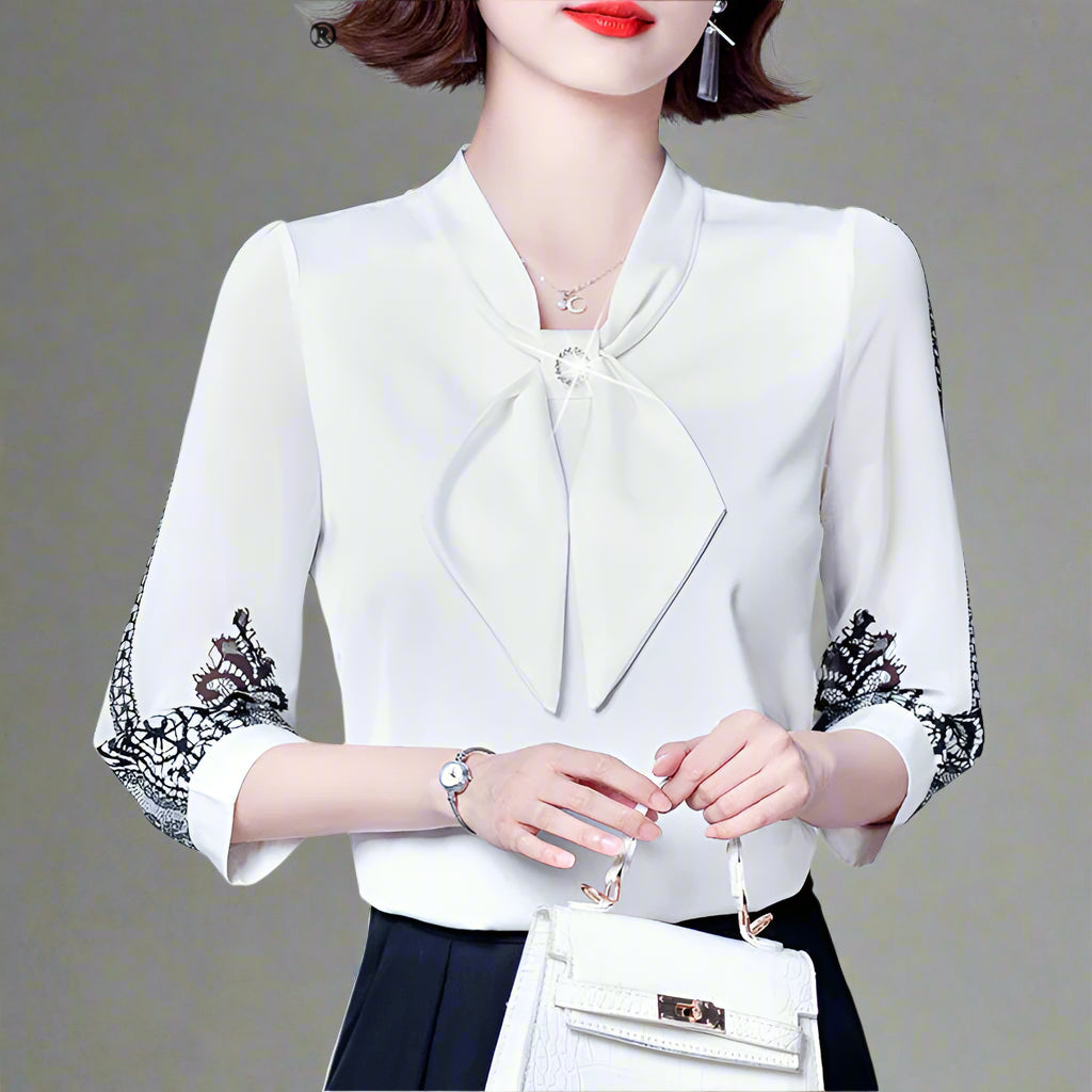 Clarisse Pearl Bow Blouse
