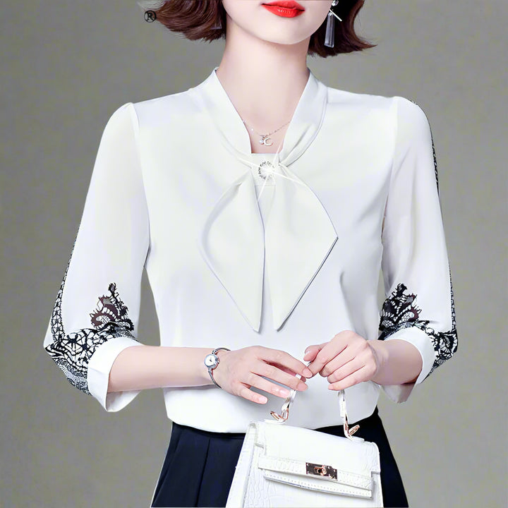 Clarisse Pearl Bow Blouse