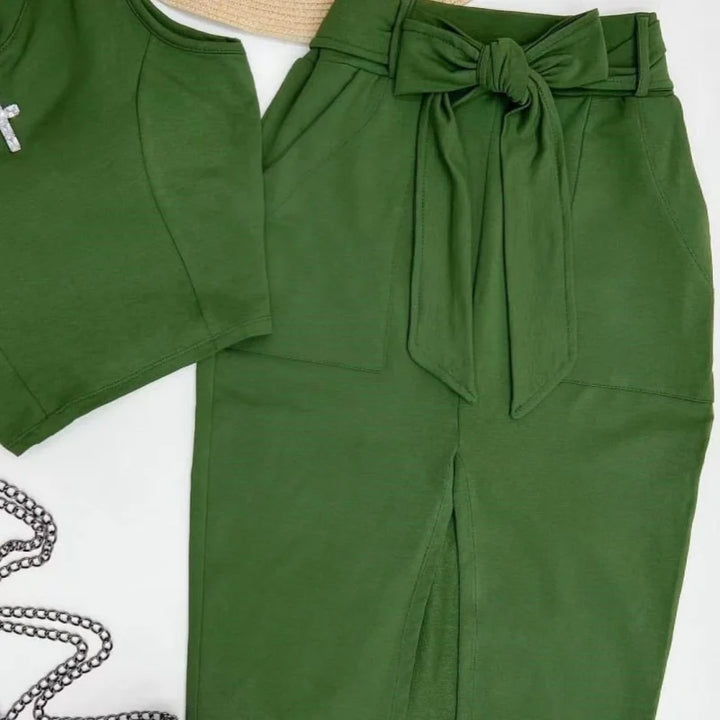 Olivea Tie-Waist Skirt Set