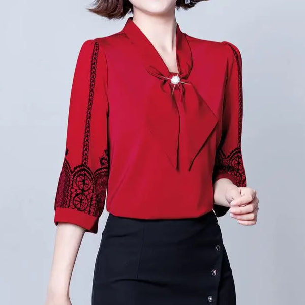Clarisse Pearl Bow Blouse