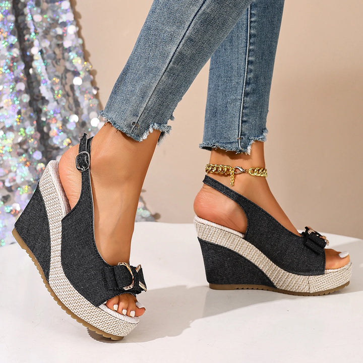 Elvara Bow Strap Wedges
