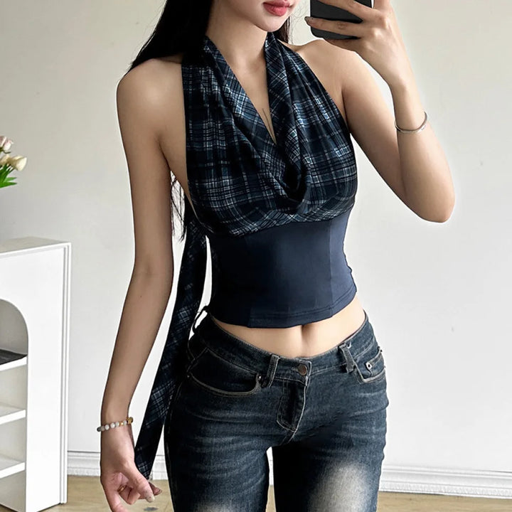 Elina Plaid Corset Top