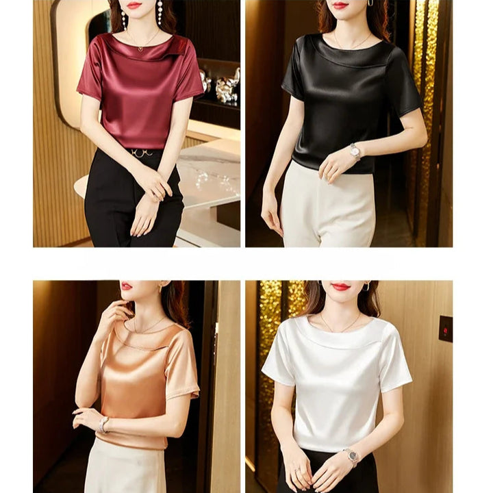 Vivara Satin Fold Collar Blouse