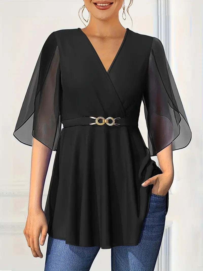 Amara Chiffon Belted Blouse