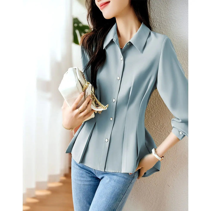 Selvyn Pleated Button Blouse