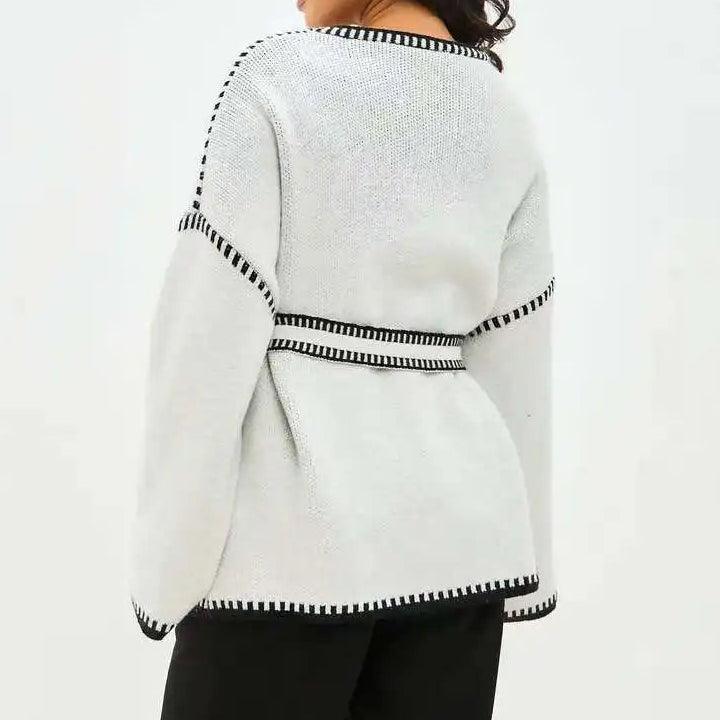 Audrey Contrast Belt Cardigan
