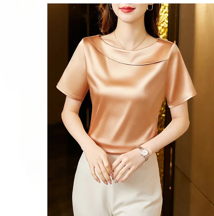 Vivara Satin Fold Collar Blouse