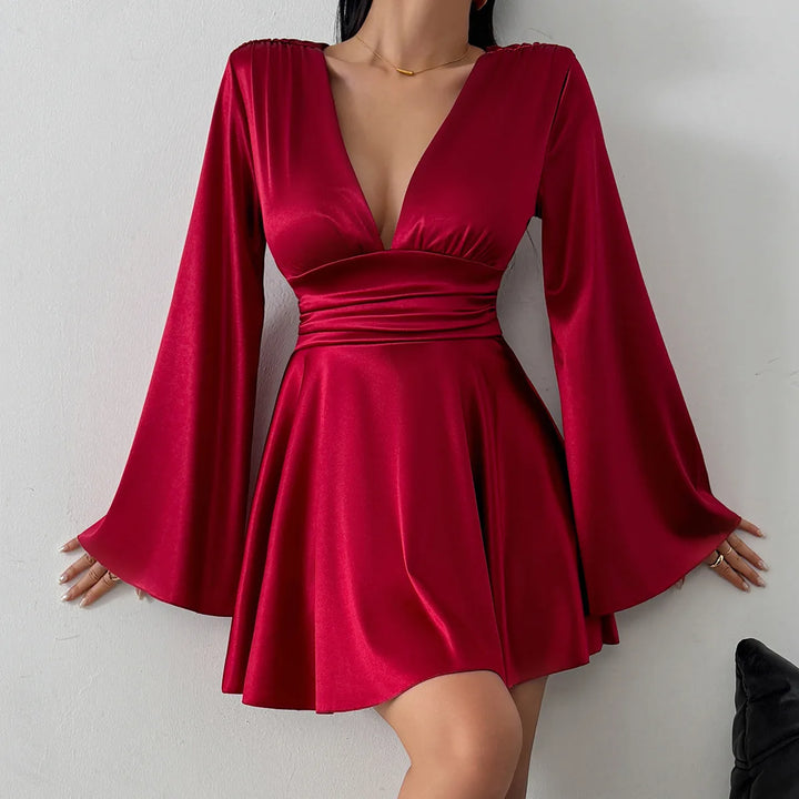 Kelsey Satin Flare Dress