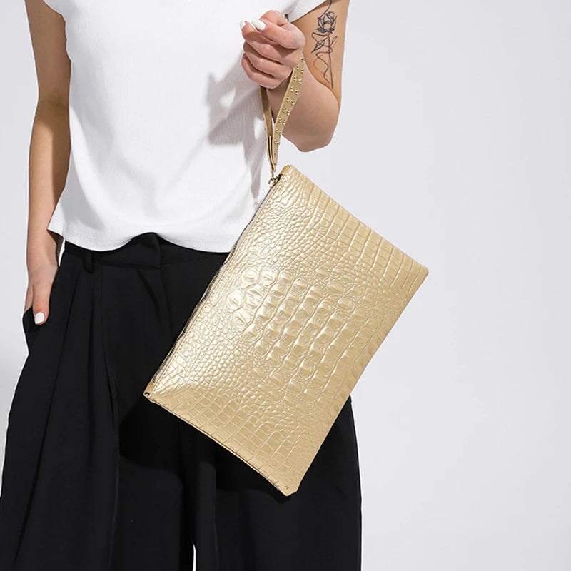 Divina Croco Glam Wristlet