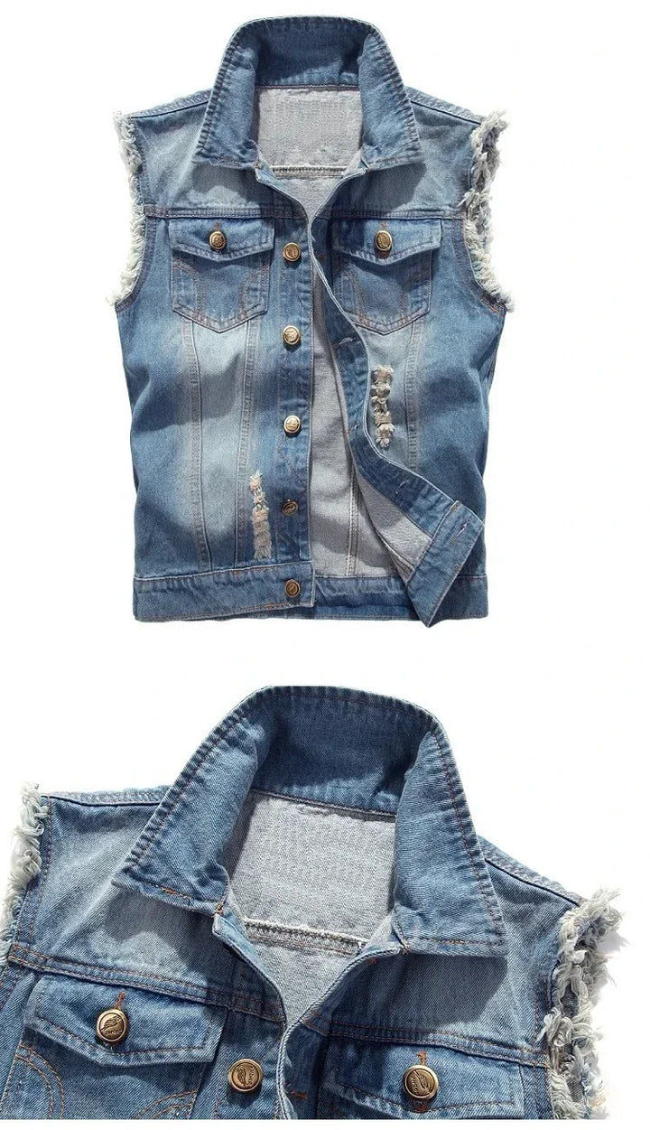 Hugo Shredded Denim Vest