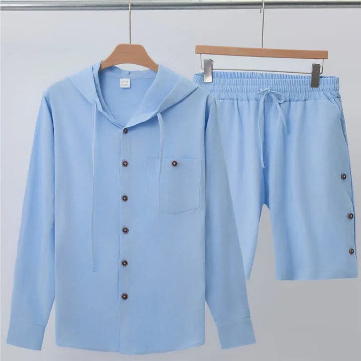 Malcolm Roll-Sleeve Linen Hoodie Set