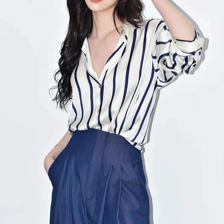 Norvia Silk Stripe Top