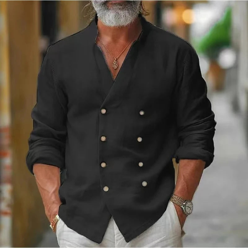 Matteo Double-Breast Linen Shirt