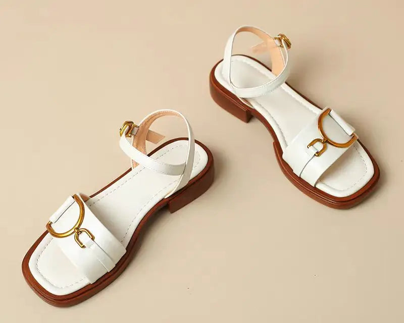 Elara Buckled Flat Sandals