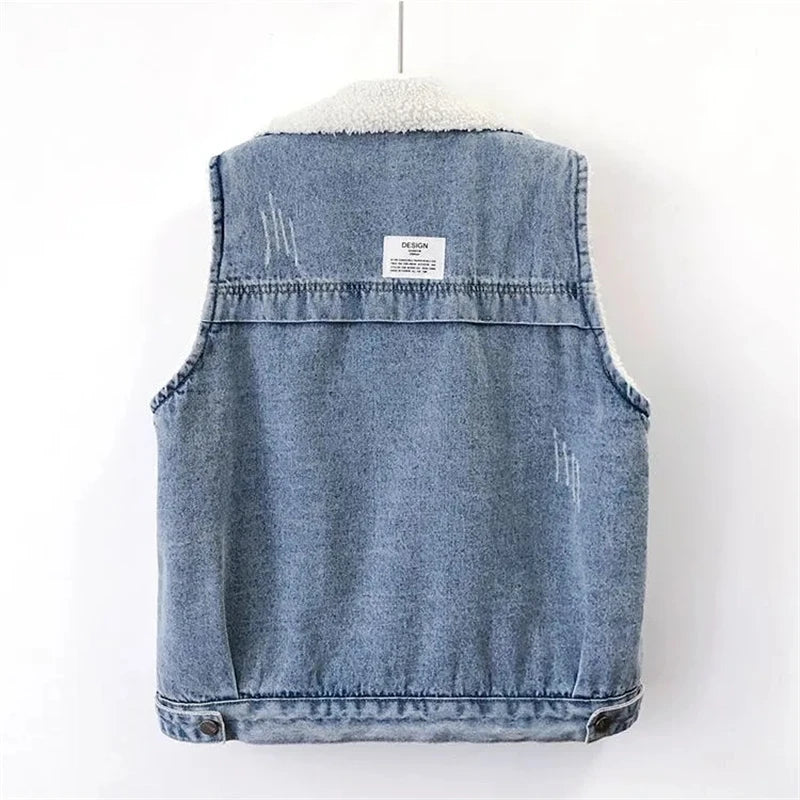 Denim Sherpa-Lined Gilet