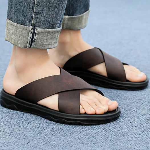 Mavrin Cross Leather Sandals