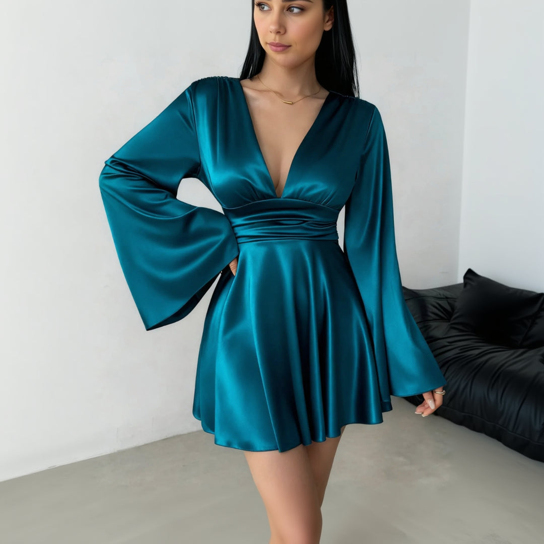 Kelsey Satin Flare Dress
