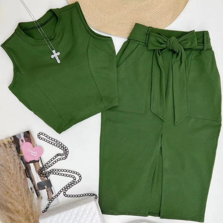 Olivea Tie-Waist Skirt Set