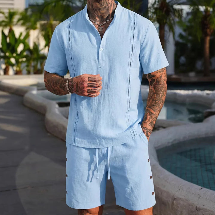 Keaton Cropped Linen Shorts Set