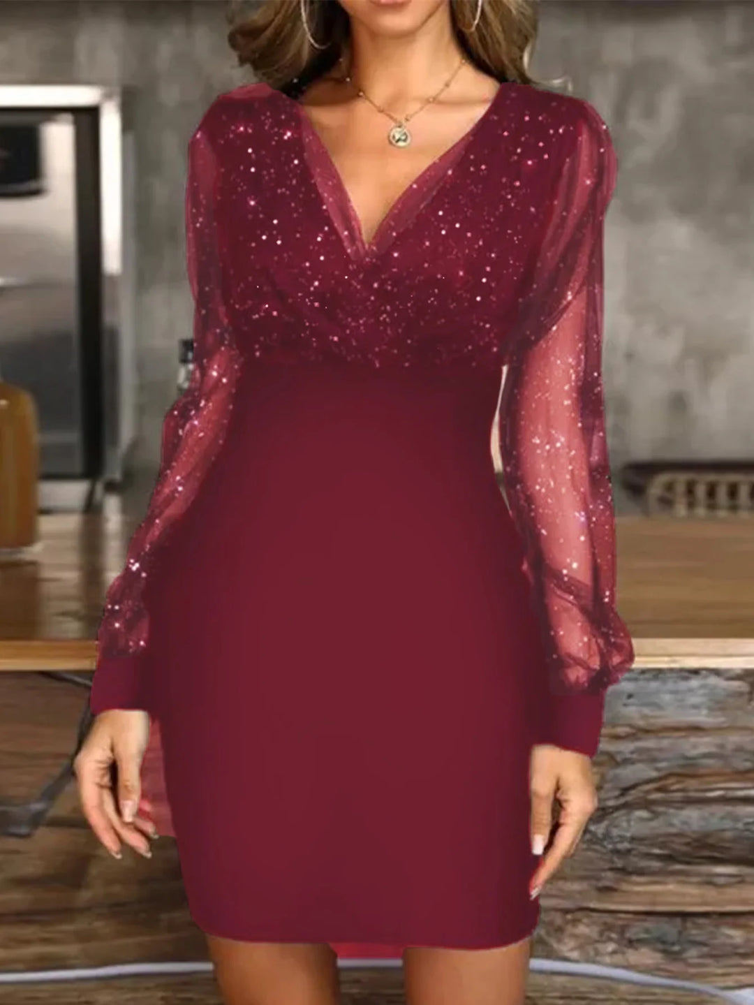 Camila Mesh Sleeves Dress