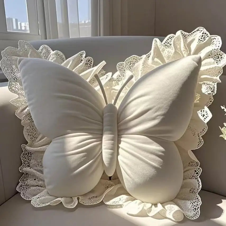 Lila Plush Butterfly Pillow