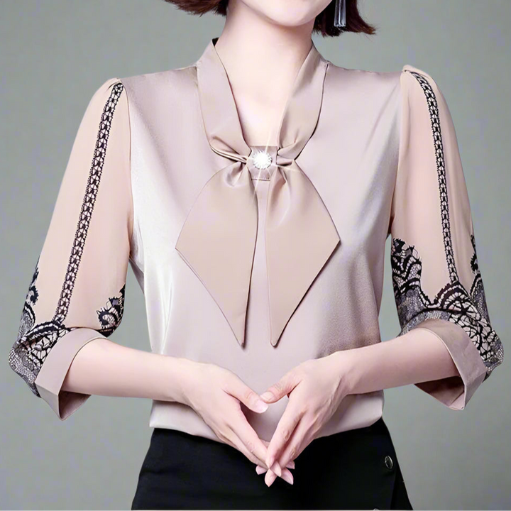 Clarisse Pearl Bow Blouse