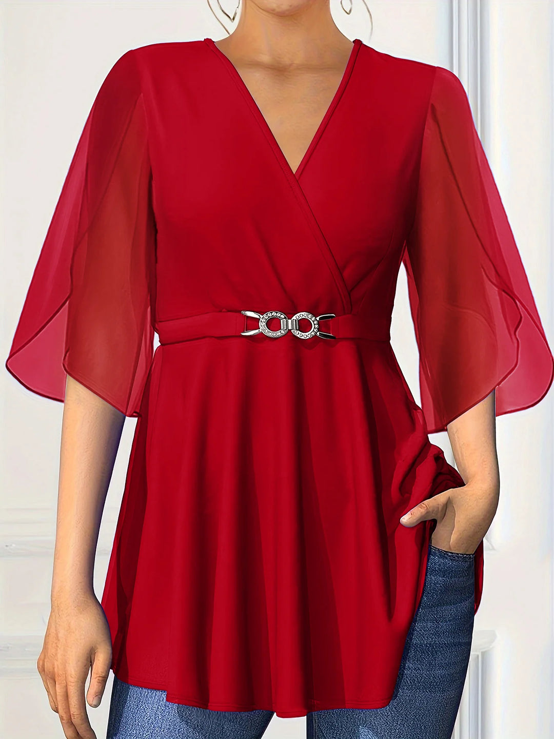 Amara Chiffon Belted Blouse