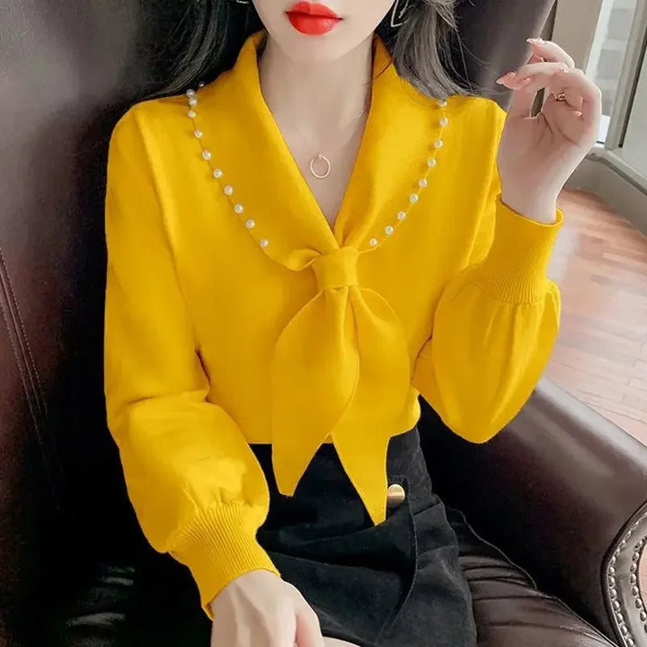 Livia Pearl Tie Blouse