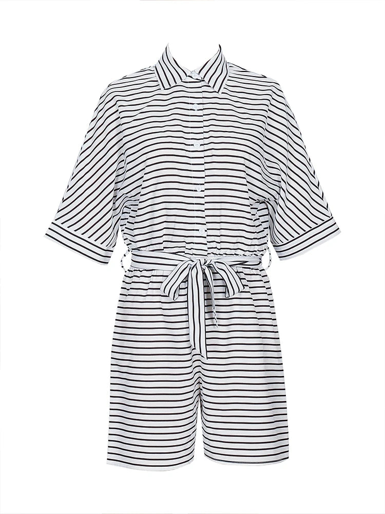 Riviera Stripe Shirt Romper