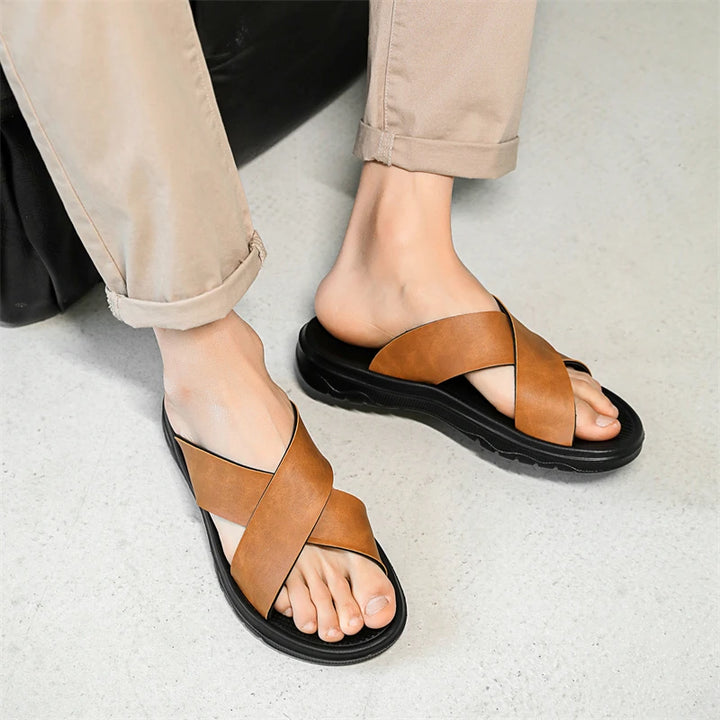 Mavrin Cross Leather Sandals