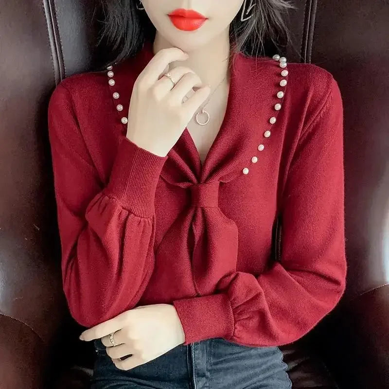 Livia Pearl Tie Blouse