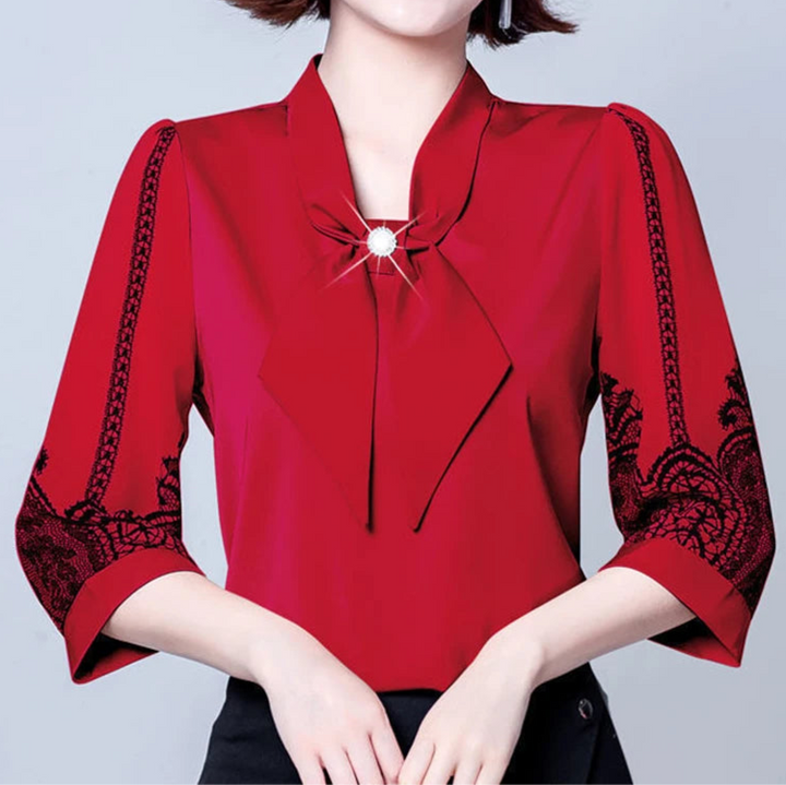 Clarisse Pearl Bow Blouse