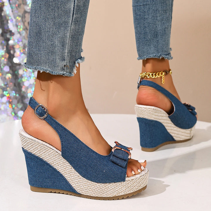 Elvara Bow Strap Wedges