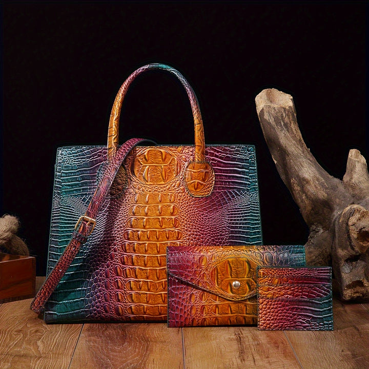 Cavalli Croc Bag Set