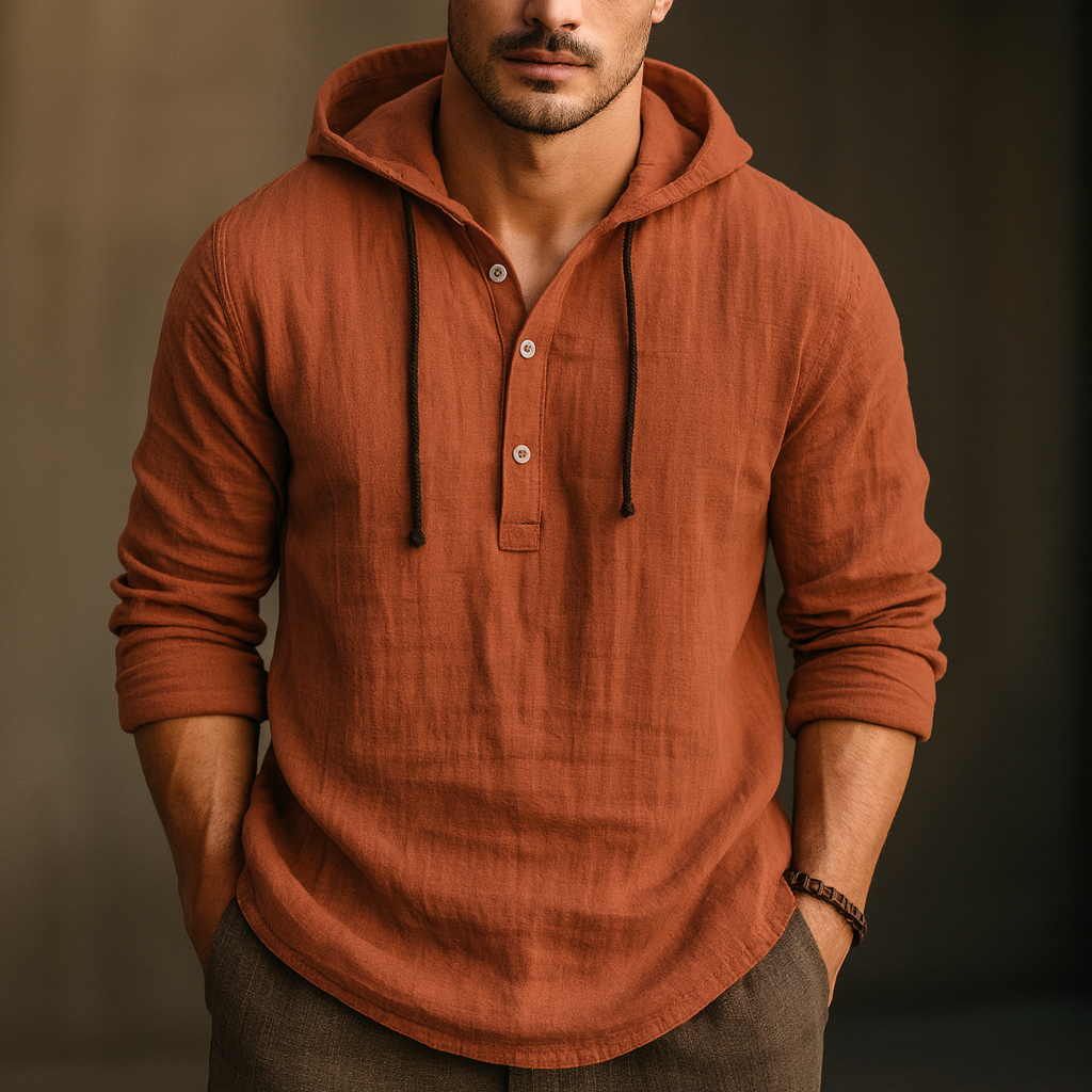 Anders Linen Henley Hoodie