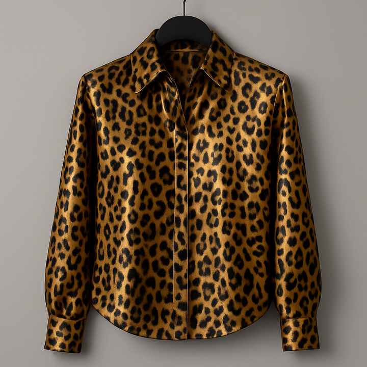 Elvina Satin Leopard Top