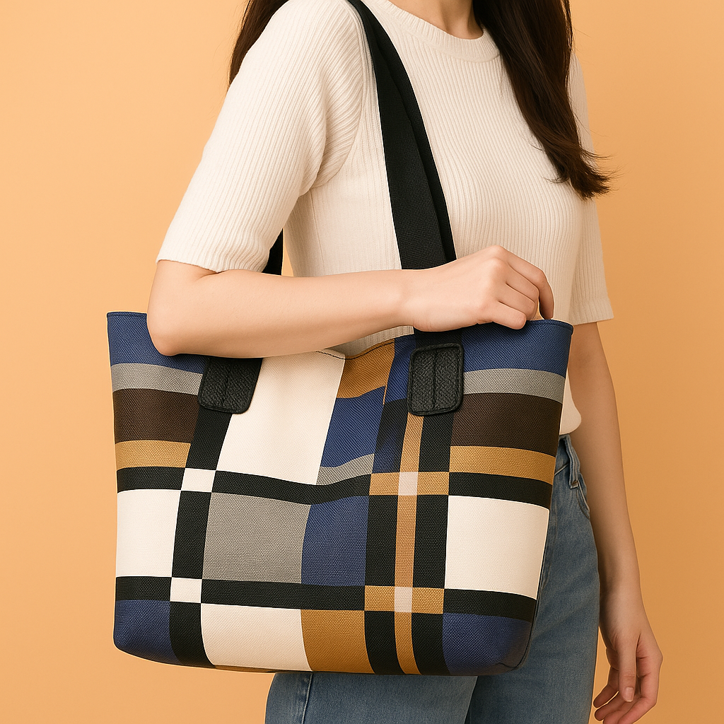 Isla Checkered Tote Bag
