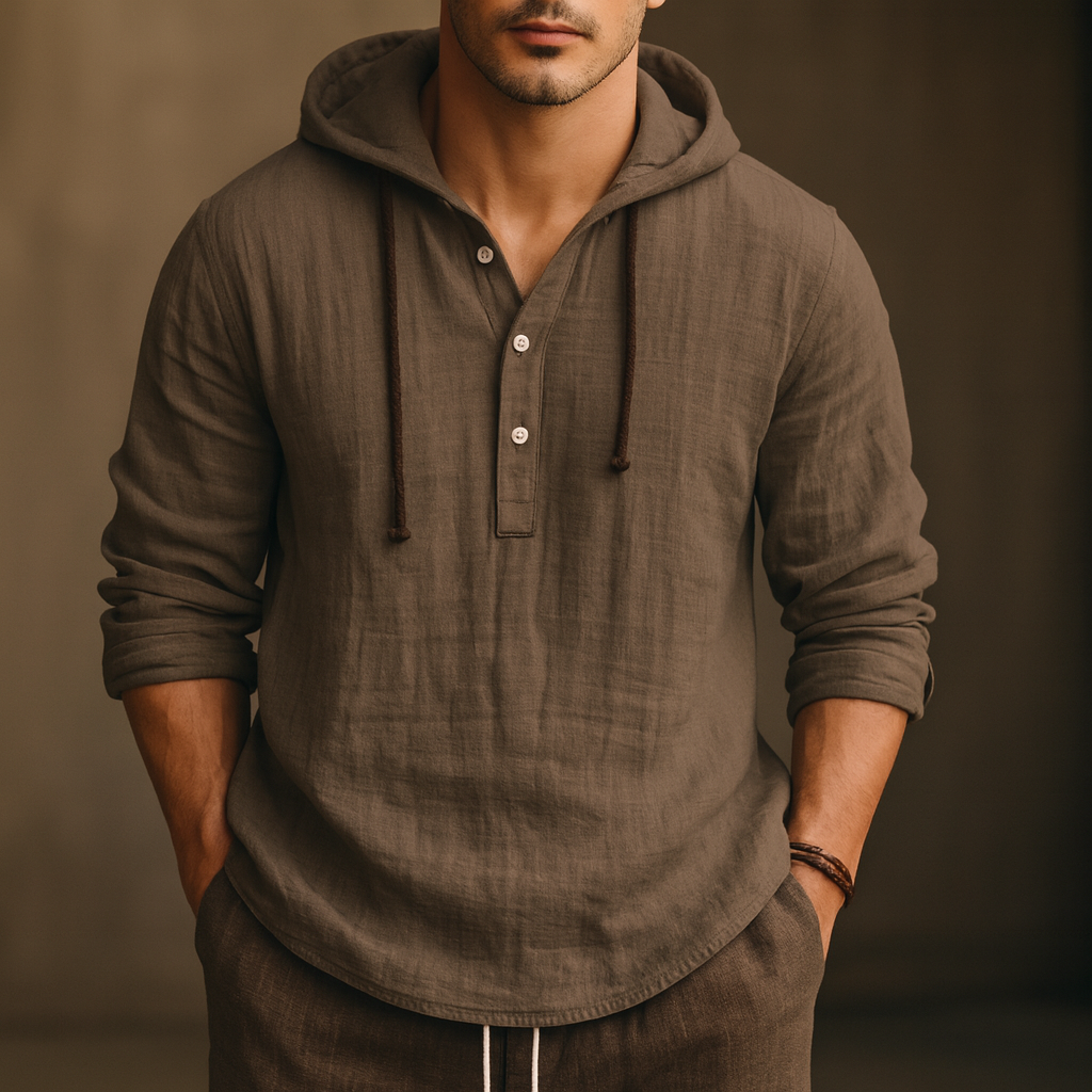 Anders Linen Henley Hoodie