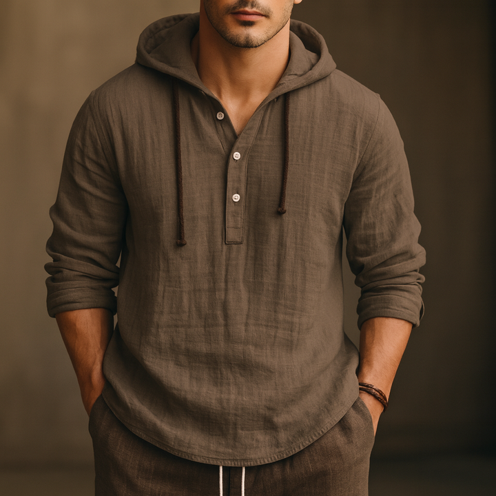 Anders Linen Henley Hoodie