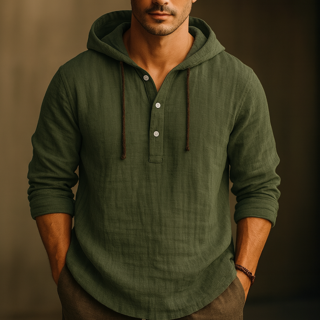 Anders Linen Henley Hoodie