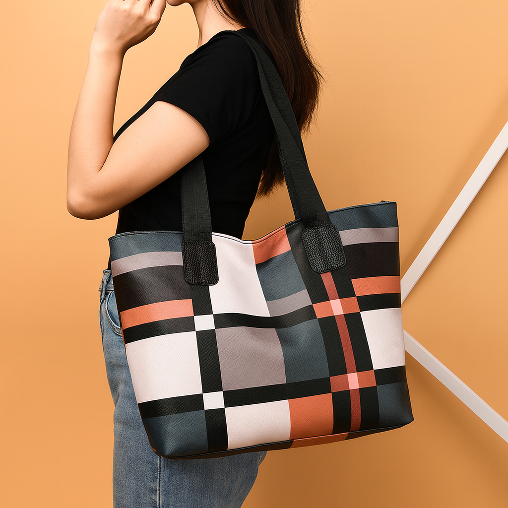 Isla Checkered Tote Bag