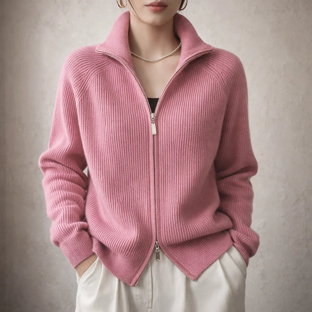 Roselin Cashmere Zip Cardigan